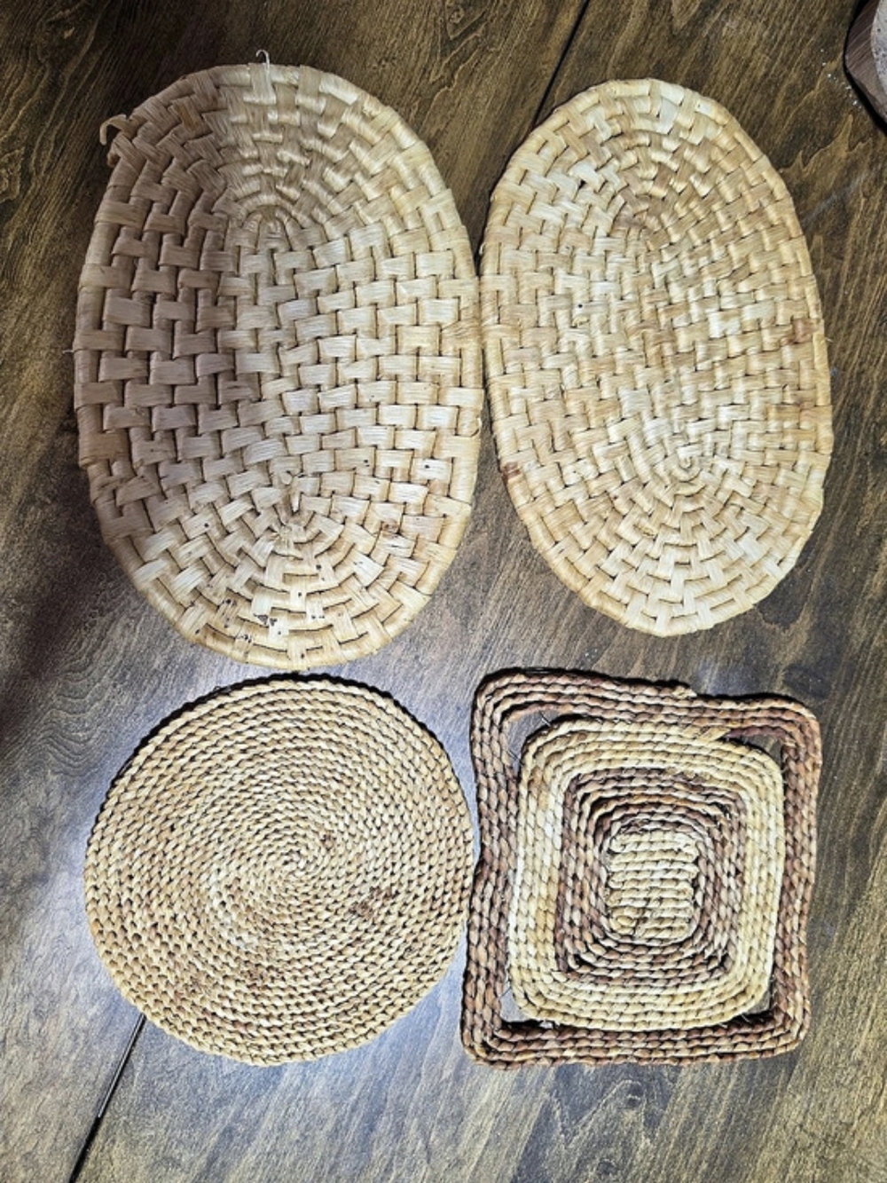 Woven Table Linens Set of 4 - Brown & Cream